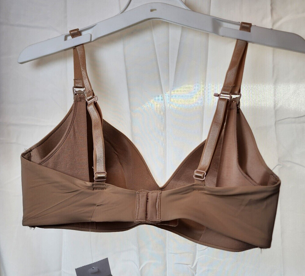 New Auden Women's Beige Wireless Lightly Line Bra Adjustable Straps Size 34D - Picture 3 of 4